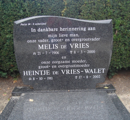 Grafsteen van Melis de Vries